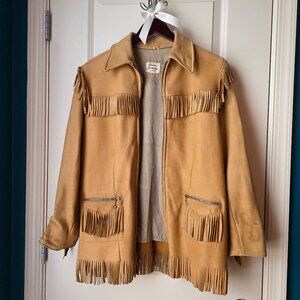 Genuine Buckskin By Uber Leather Zip-up Jacket with Fringe